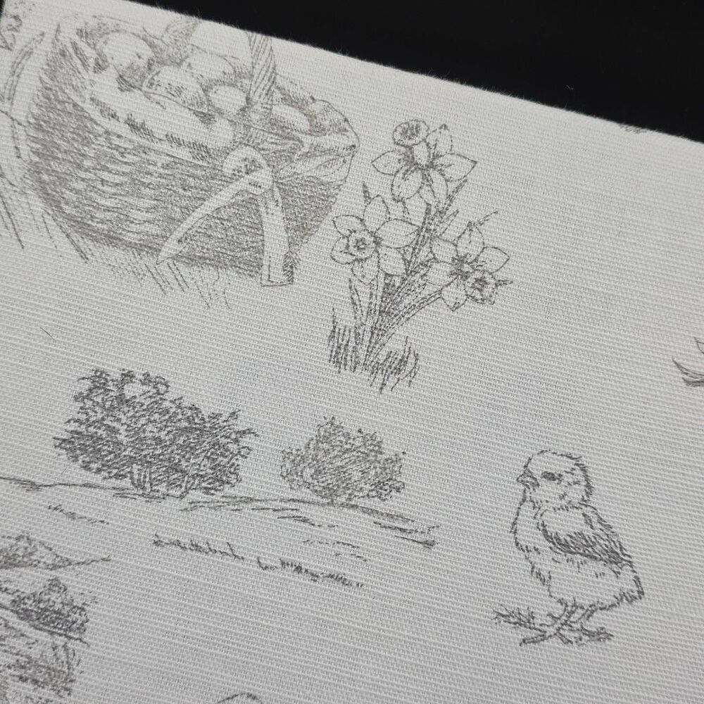 Bunny Tales Easter Tablecloth Spring Rabbit Toile Cotton Oblong 60x102 NIP - Picture 9 of 10